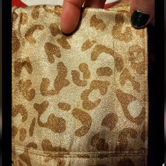 VINTAGE METALLIC CHEETAH PURSE GOLD SPARKLY LEOPARD ANIMAL PRINT Y2K GRUNGE PUNK - Picture 7 of 9